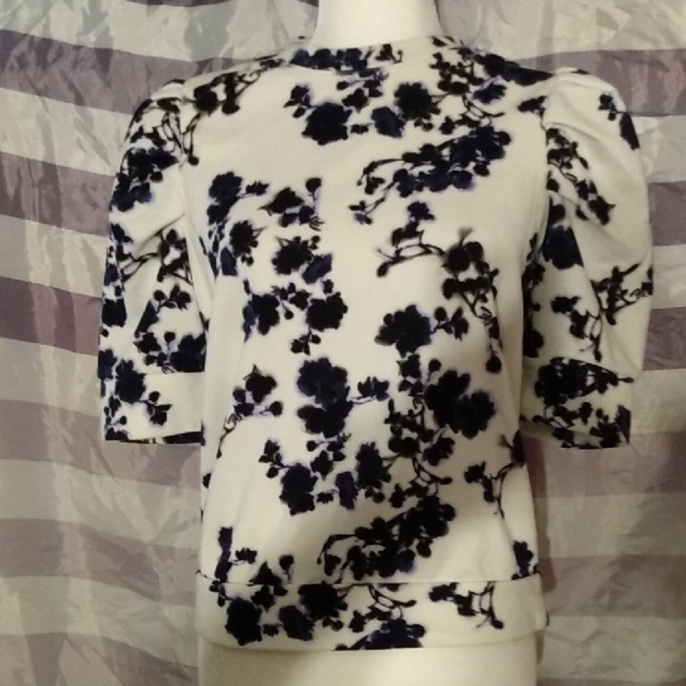 Express White Sweatshirt with Navy Floral Print